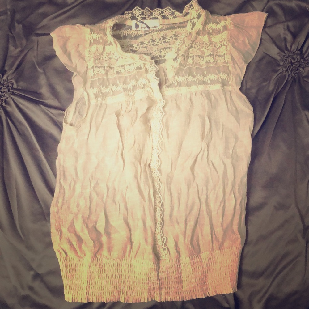 Sheer lace sleeveless blouse